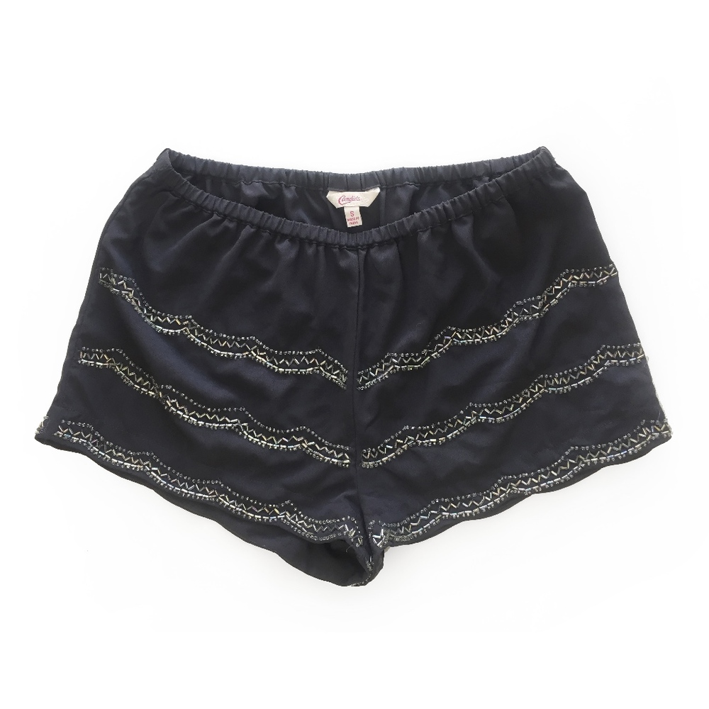 Beaded Scalloped Hem Shorts size S
